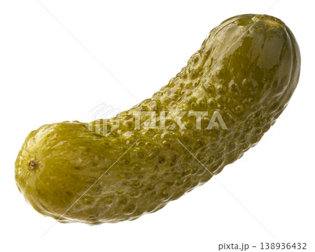 Pickled gherkin, marinated cucumbers isolated on white background 138936432