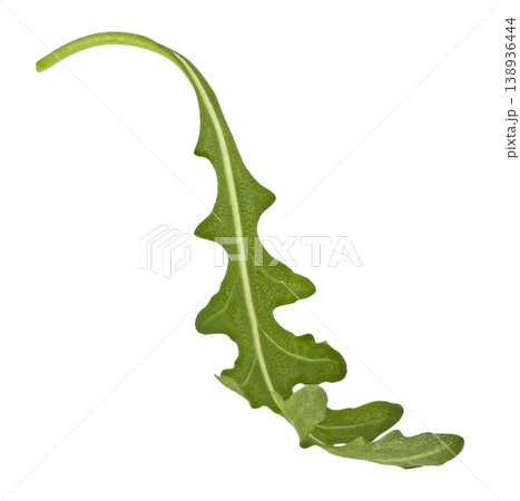 Rucola leaf, falling arugula salad isolated on white background with clipping path Rucola leaf, falling arugula salad isolated on white background with clipping path 138936444