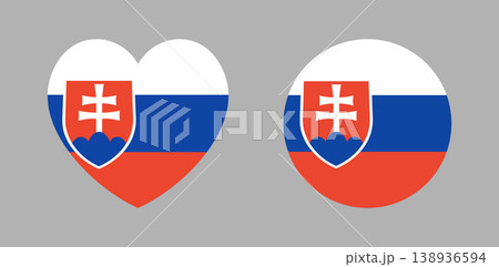 Slovakia flag icon, sticker, button in round, heart shape. Page symbol. National Slovakia flag circle, heart shaped logo, badge, app, UI, background, banner. Slovakia flag icon, sticker, button in round, heart shape. Page symbol. National Slovakia flag circle, heart shaped logo, badge, app, UI, background, banner. 138936594