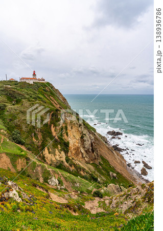 Cabo da Roca cliff over Atlantic ocean Portugal 138936786