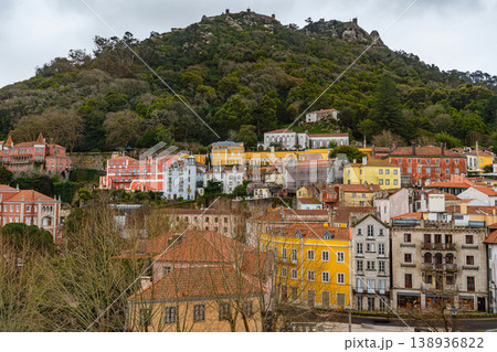 Panoramic view of colorful hillside town in Sintra Portugal Panoramic view of colorful hillside town in Sintra Portugal 138936822