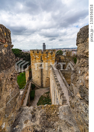 Medieval Walls Of St Georges Castle In Lisbon With City View Medieval Walls Of St Georges Castle In Lisbon With City View 138936858