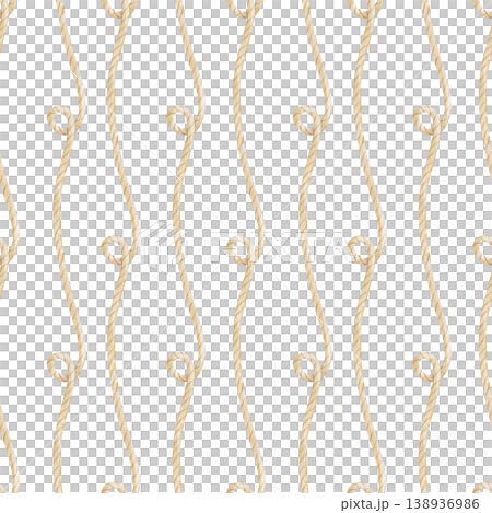 Seamless hand-painted watercolor pattern using twisted beige twine with loops on an isolated background. Seamless hand-painted watercolor pattern using twisted beige twine with loops on an isolated background. 138936986