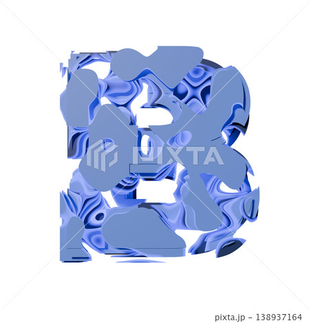 Blue organic layered holes font Letter B 3D Blue organic layered holes font Letter B 3D 138937164