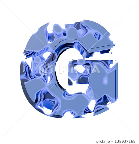Blue organic layered holes font Letter G 3D Blue organic layered holes font Letter G 3D 138937169