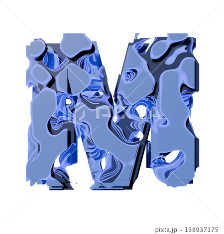 Blue organic layered holes font Letter M 3D Blue organic layered holes font Letter M 3D 138937175