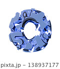 Blue organic layered holes font Letter O 3D 138937177