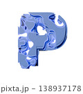 Blue organic layered holes font Letter P 3D 138937178
