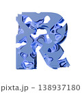 Blue organic layered holes font Letter R 3D 138937180