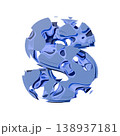Blue organic layered holes font Letter S 3D 138937181
