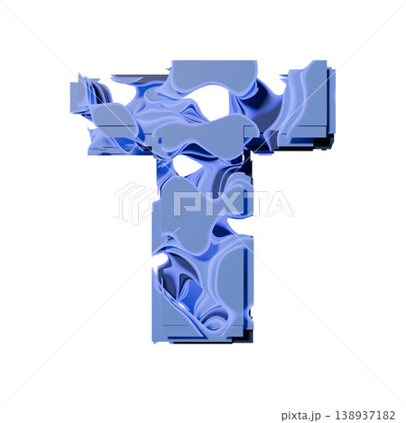 Blue organic layered holes font Letter T 3D Blue organic layered holes font Letter T 3D 138937182