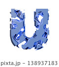 Blue organic layered holes font Letter U 3D 138937183