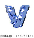Blue organic layered holes font Letter V 3D 138937184