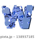 Blue organic layered holes font Letter W 3D 138937185