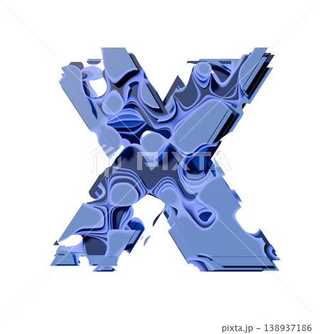 Blue organic layered holes font Letter X 3D Blue organic layered holes font Letter X 3D 138937186
