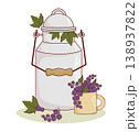 Vintage Metal Can and Ceramic Cup With Black Currant Berries. Rustic Summer Harvest. Eco Friendly Organic Food Berry. Vector Illustration. Countryside Lifestyle. 138937822