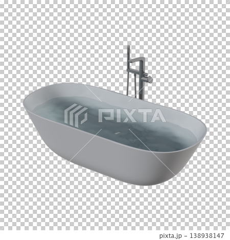 bathtub isolated on a transparent background, 3D illustration, and a CG render 138938147
