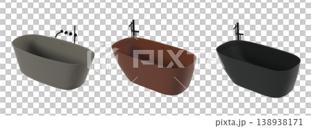 bathtub isolated on a transparent background, 3D illustration, and a CG render 138938171