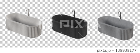 bathtub isolated on a transparent background, 3D illustration, and a CG render 138938177