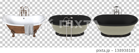 bathtub isolated on a transparent background, 3D illustration, and a CG render 138938185