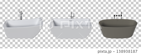bathtub isolated on a transparent background, 3D illustration, and a CG render 138938187