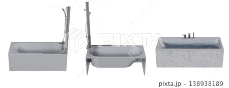 bathtub isolated on a transparent background, 3D illustration, and a CG render 138938189