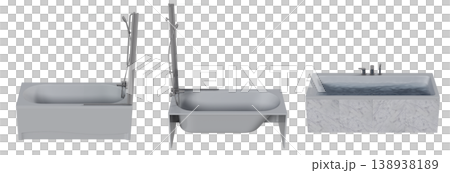 bathtub isolated on a transparent background, 3D illustration, and a CG render 138938189