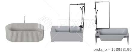 bathtub isolated on a transparent background, 3D illustration, and a CG render 138938190