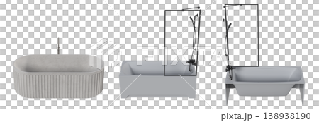 bathtub isolated on a transparent background, 3D illustration, and a CG render 138938190