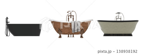 bathtub isolated on a transparent background, 3D illustration, and a CG render 138938192