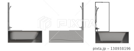 bathtub isolated on a transparent background, 3D illustration, and a CG render bathtub isolated on a transparent background, 3D illustration, and a CG render 138938196
