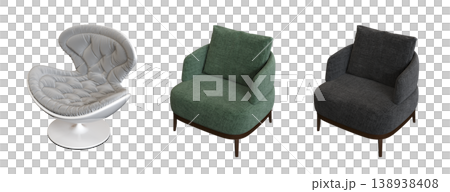 armchair isolate on a transparent background, comfortable furniture for home interior, 3D illustration, cg render armchair isolate on a transparent background, comfortable furniture for home interior, 3D illustration, cg render 138938408