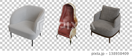 armchair isolate on a transparent background, comfortable furniture for home interior, 3D illustration, cg render armchair isolate on a transparent background, comfortable furniture for home interior, 3D illustration, cg render 138938409