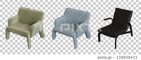 armchair isolate on a transparent background, comfortable furniture for home interior, 3D illustration, cg render armchair isolate on a transparent background, comfortable furniture for home interior, 3D illustration, cg render 138938415