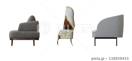 armchair isolate on a transparent background, comfortable furniture for home interior, 3D illustration, cg render 138938433