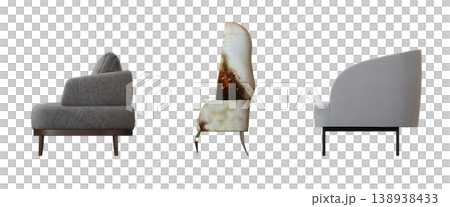 armchair isolate on a transparent background, comfortable furniture for home interior, 3D illustration, cg render 138938433