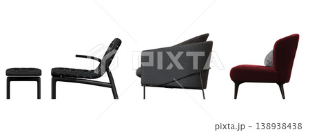 armchair isolate on a transparent background, comfortable furniture for home interior, 3D illustration, cg render armchair isolate on a transparent background, comfortable furniture for home interior, 3D illustration, cg render 138938438