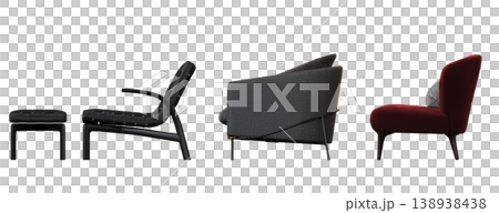 armchair isolate on a transparent background, comfortable furniture for home interior, 3D illustration, cg render armchair isolate on a transparent background, comfortable furniture for home interior, 3D illustration, cg render 138938438
