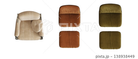 armchair isolate on a transparent background, comfortable furniture for home interior, 3D illustration, cg render armchair isolate on a transparent background, comfortable furniture for home interior, 3D illustration, cg render 138938449