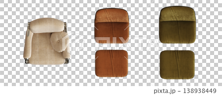 armchair isolate on a transparent background, comfortable furniture for home interior, 3D illustration, cg render armchair isolate on a transparent background, comfortable furniture for home interior, 3D illustration, cg render 138938449