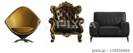 armchair isolate on a transparent background, comfortable furniture for home interior, 3D illustration, cg render armchair isolate on a transparent background, comfortable furniture for home interior, 3D illustration, cg render 138938468