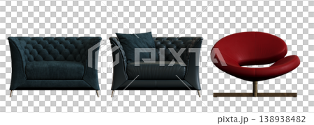 armchair isolate on a transparent background, comfortable furniture for home interior, 3D illustration, cg render armchair isolate on a transparent background, comfortable furniture for home interior, 3D illustration, cg render 138938482