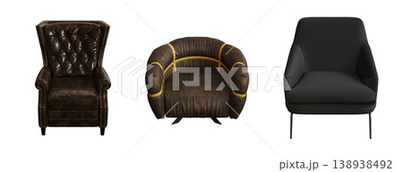armchair isolate on a transparent background, comfortable furniture for home interior, 3D illustration, cg render armchair isolate on a transparent background, comfortable furniture for home interior, 3D illustration, cg render 138938492