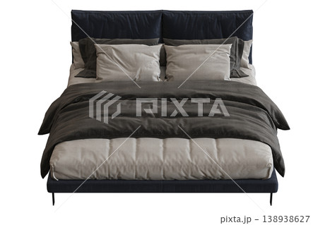 bed isolate on a transparent background, interior furniture, 3D illustration, cg render bed isolate on a transparent background, interior furniture, 3D illustration, cg render 138938627