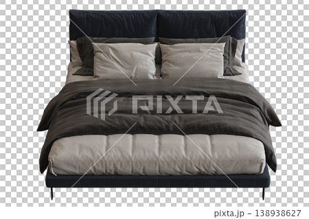 bed isolate on a transparent background, interior furniture, 3D illustration, cg render 138938627