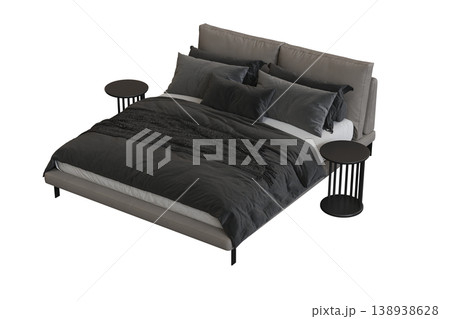 bed isolate on a transparent background, interior furniture, 3D illustration, cg render bed isolate on a transparent background, interior furniture, 3D illustration, cg render 138938628