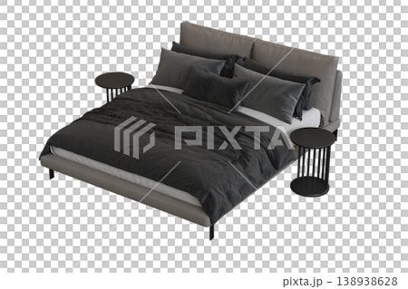 bed isolate on a transparent background, interior furniture, 3D illustration, cg render bed isolate on a transparent background, interior furniture, 3D illustration, cg render 138938628