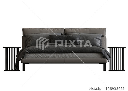 bed isolate on a transparent background, interior furniture, 3D illustration, cg render bed isolate on a transparent background, interior furniture, 3D illustration, cg render 138938631