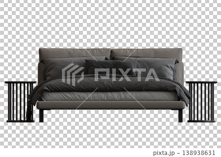 bed isolate on a transparent background, interior furniture, 3D illustration, cg render bed isolate on a transparent background, interior furniture, 3D illustration, cg render 138938631