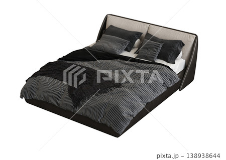 bed isolate on a transparent background, interior furniture, 3D illustration, cg render bed isolate on a transparent background, interior furniture, 3D illustration, cg render 138938644